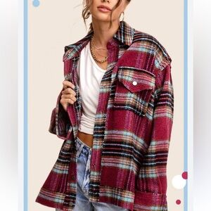 NWT LA MIEL Multicolor Soft Plaid Flannel Shacket